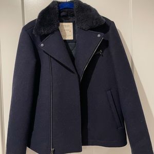 Crewcuts Boys Wool PeaCoat with Faux Fur Trim